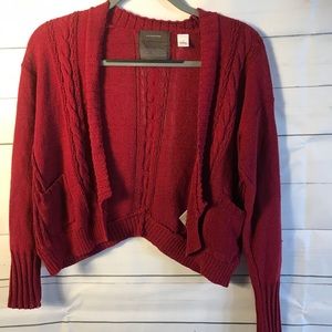 Anthropologie Guinevere Red Shrug Sweater Sz S